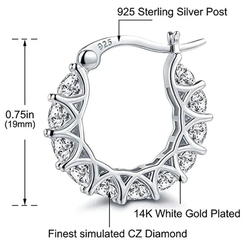 Gold Plated Earrings Silver Color Post Zircon Party Engagement Hoop Earrings for Women Elegant Gift - WORLD TIME VISITS