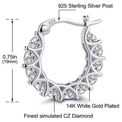 Gold Plated Earrings Silver Color Post Zircon Party Engagement Hoop Earrings for Women Elegant Gift - WORLD TIME VISITS