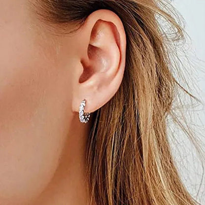 Gold Plated Earrings Silver Color Post Zircon Party Engagement Hoop Earrings for Women Elegant Gift