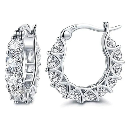 Gold Plated Earrings Silver Color Post Zircon Party Engagement Hoop Earrings for Women Elegant Gift
