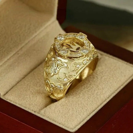 Gold Rings for Men Classic Jewelry Gold Crown Natural White Sapphire and Diamond Ring Men's Wedding Band Birthday Party Punk Friend's Gift Unique Creative Domineering Men's Fashion Accessories Size 6 - 13 - WORLD TIME VISITS
