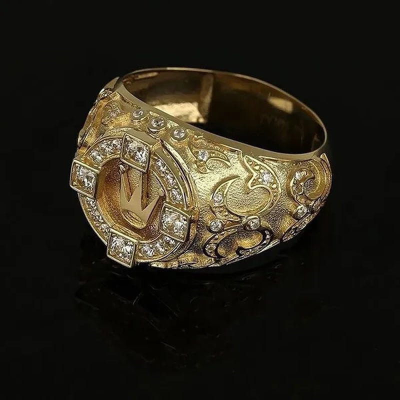 Gold Rings for Men Classic Jewelry Gold Crown Natural White Sapphire and Diamond Ring Men's Wedding Band Birthday Party Punk Friend's Gift Unique Creative Domineering Men's Fashion Accessories Size 6 - 13 - WORLD TIME VISITS