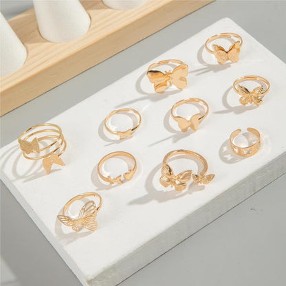 Gold Rings for Women Boho Chunky Cubic Zirconia Butterfly Pearl Heart Knuckle Rings Geometric Dome Star Leaf Statement Rings Trendy Jewelry Gifts