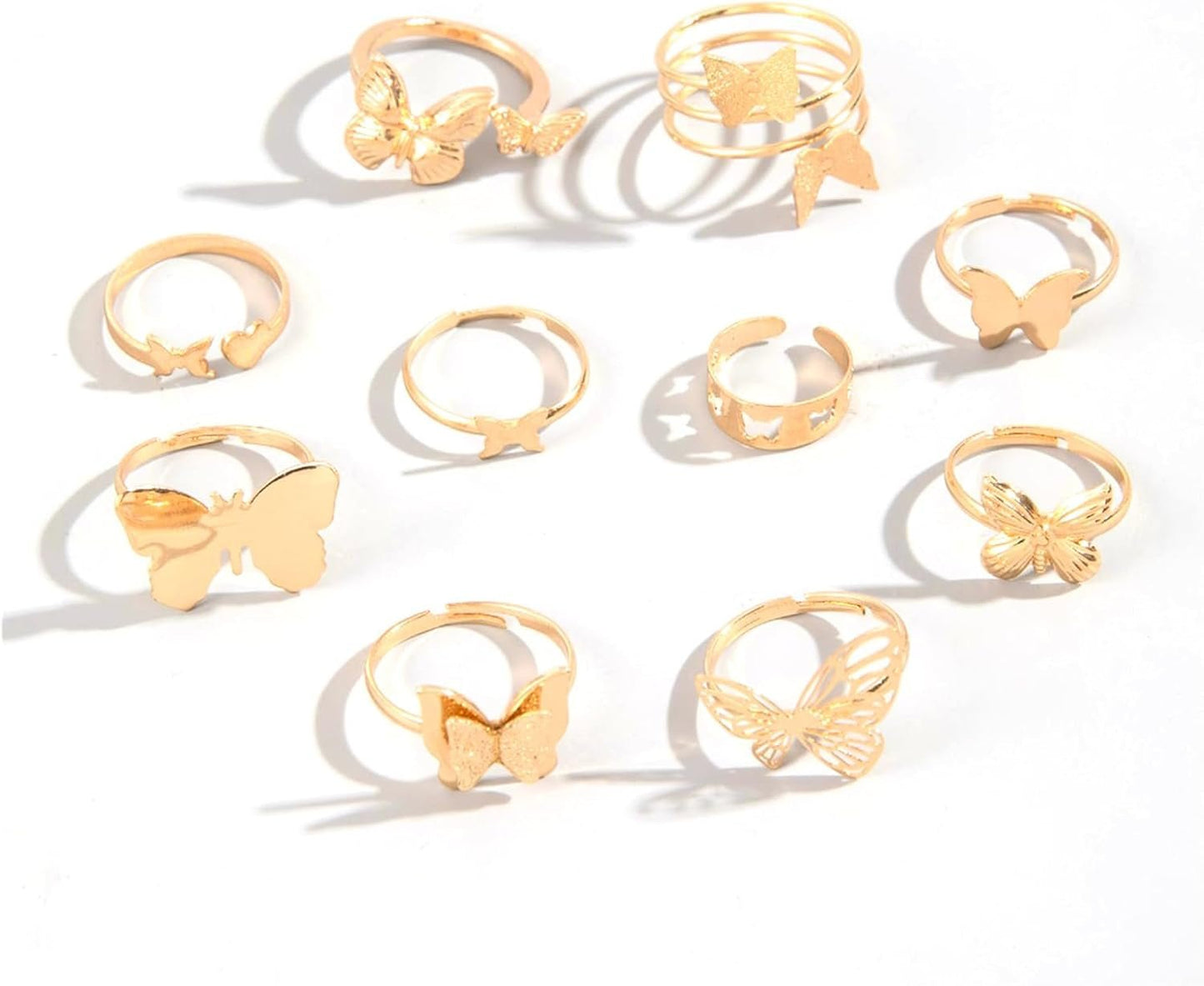 Gold Rings for Women Boho Chunky Cubic Zirconia Butterfly Pearl Heart Knuckle Rings Geometric Dome Star Leaf Statement Rings Trendy Jewelry Gifts