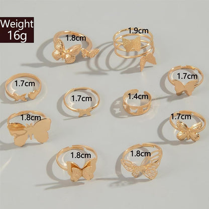 Gold Rings for Women Boho Chunky Cubic Zirconia Butterfly Pearl Heart Knuckle Rings Geometric Dome Star Leaf Statement Rings Trendy Jewelry Gifts