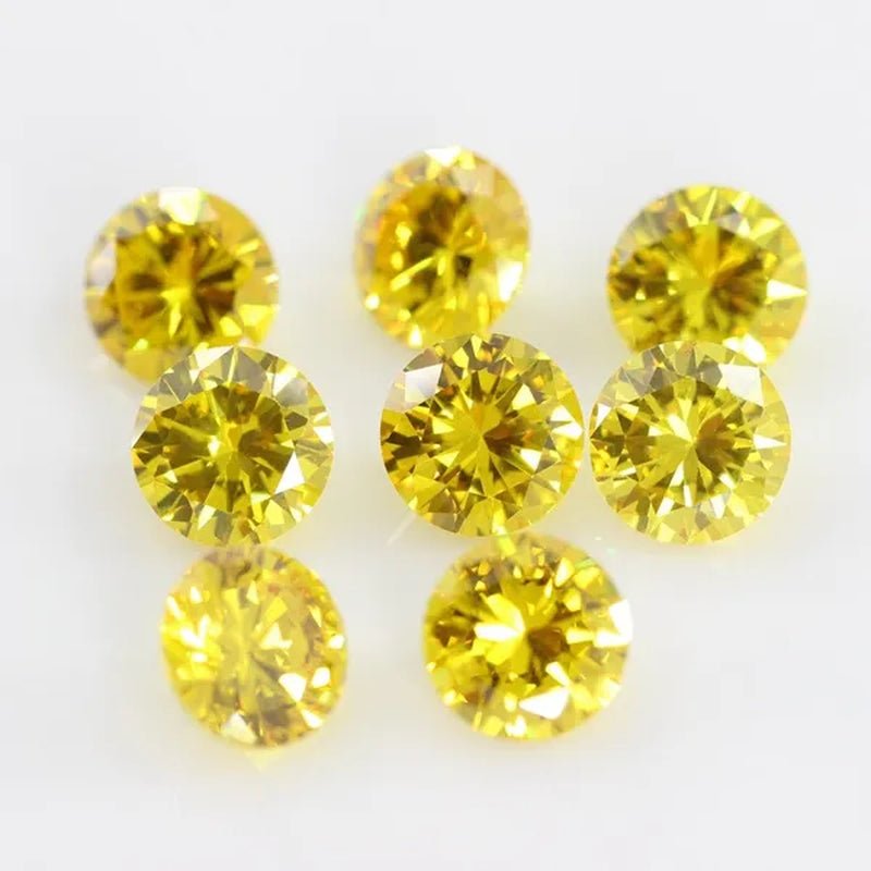 Golden Cubic Zirconia round Shape Brilliant Cut Loose CZ Stone Synthetic Gems for Jewelry