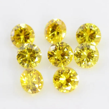 Golden Cubic Zirconia round Shape Brilliant Cut Loose CZ Stone Synthetic Gems for Jewelry
