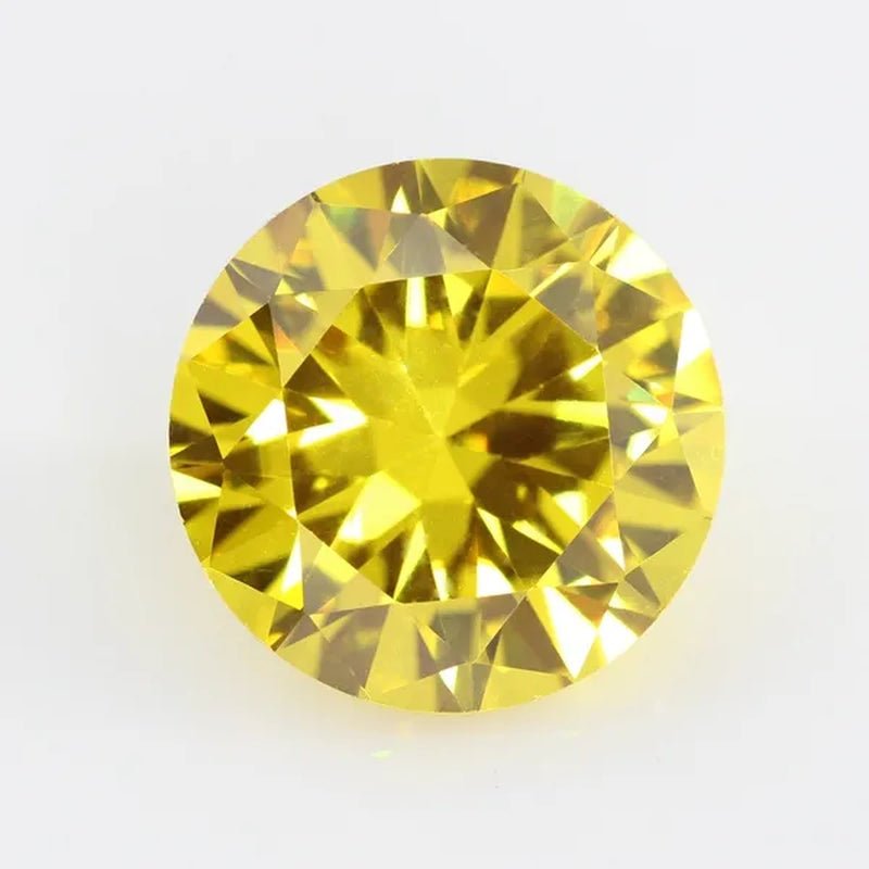 Golden Cubic Zirconia round Shape Brilliant Cut Loose CZ Stone Synthetic Gems for Jewelry - WORLD TIME VISITS