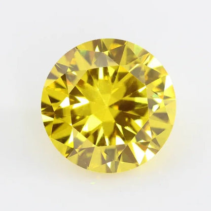 Golden Cubic Zirconia round Shape Brilliant Cut Loose CZ Stone Synthetic Gems for Jewelry - WORLD TIME VISITS