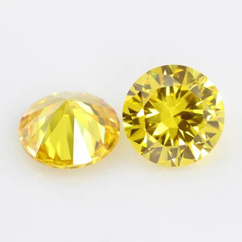 Golden Cubic Zirconia round Shape Brilliant Cut Loose CZ Stone Synthetic Gems for Jewelry - WORLD TIME VISITS