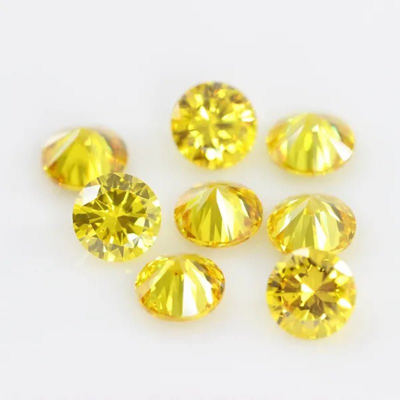 Golden Cubic Zirconia round Shape Brilliant Cut Loose CZ Stone Synthetic Gems for Jewelry