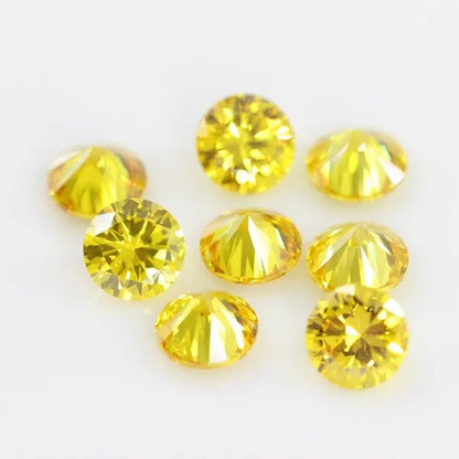 Golden Cubic Zirconia round Shape Brilliant Cut Loose CZ Stone Synthetic Gems for Jewelry