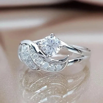 Gold&White Sapphire Angel Wings Charming Diamond Princess Ring Romantic Bride Proposal Eternity Ring Anniversary Christmas Gift for Girlfriend Mother's Day Gift Jewelry Size 5 - 11 - WORLD TIME VISITS