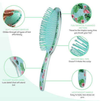 Green Hair Brush Detangler, Detangling Hairbrush for Women, Wet Hair Brush for Girls, Hair Detangler Brush, Wet Hairbrush, Hairbrushes, Girls Hairbrush Detangler, Reduces Frizz - Floral