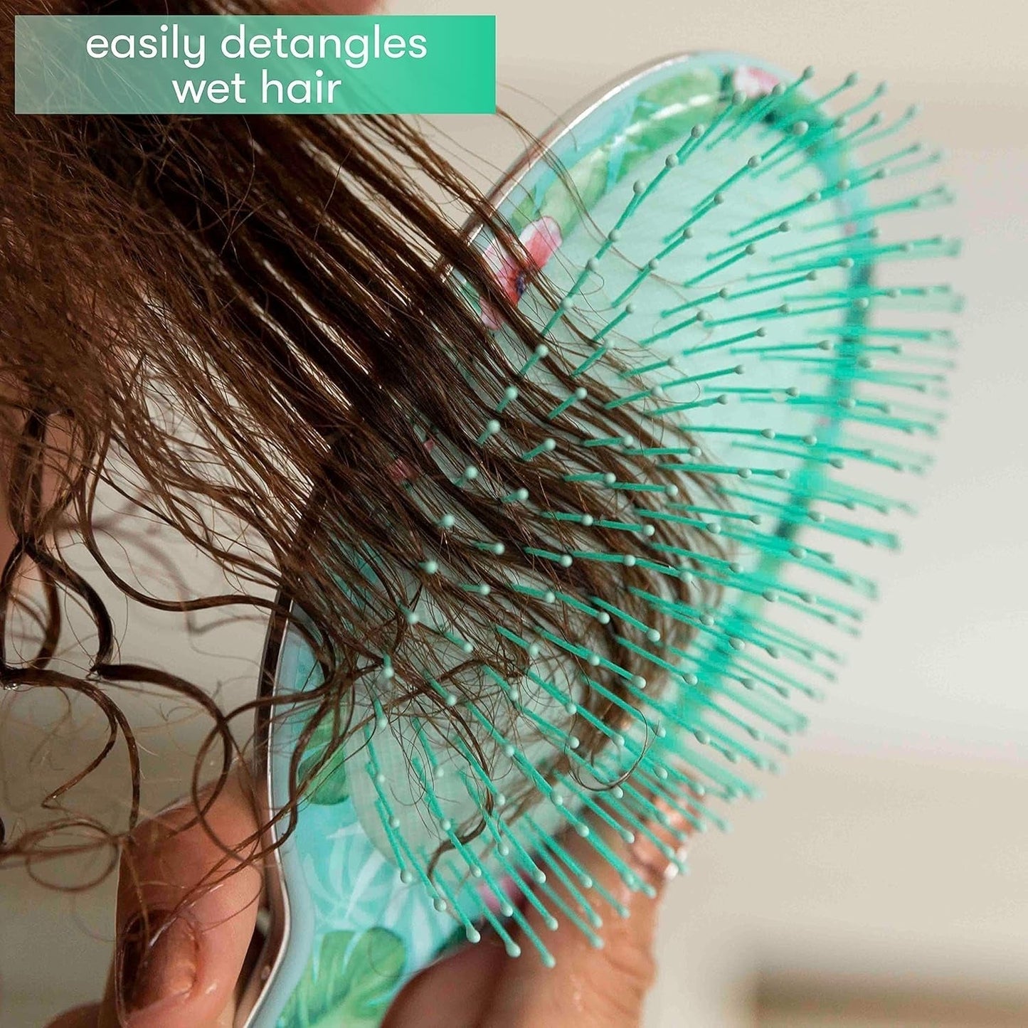 Green Hair Brush Detangler, Detangling Hairbrush for Women, Wet Hair Brush for Girls, Hair Detangler Brush, Wet Hairbrush, Hairbrushes, Girls Hairbrush Detangler, Reduces Frizz - Floral