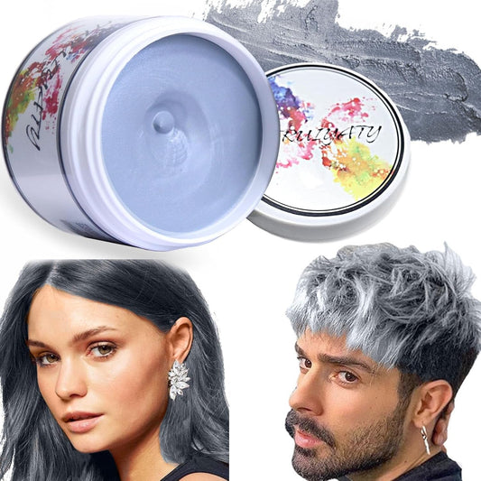 Grey Temporary Hair Wax Color for Dark Curly Hair,Wash Out Hair Color Styling Hair Paint for Kids Women Men Washable Hair Dye for Party,Cosplay Halloween - WORLD TIME VISITS
