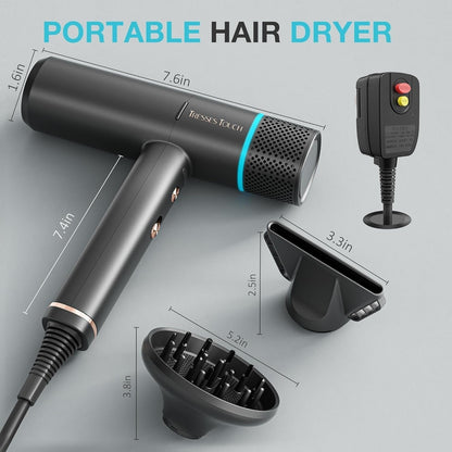 Hair Blow Dryer 150000 RPM, 200 Million Negative Ionic Blow Professional Hair Dryer with Diffuser, 3 Temps/2 Speeds, 6.56 Ft Cord Fast Drying and Portable for Home Traveling, Black