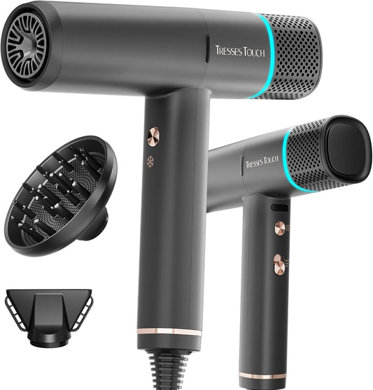 Hair Blow Dryer 150000 RPM, 200 Million Negative Ionic Blow Professional Hair Dryer with Diffuser, 3 Temps/2 Speeds, 6.56 Ft Cord Fast Drying and Portable for Home Traveling, Black - WORLD TIME VISITS