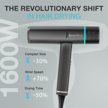 Hair Blow Dryer 150000 RPM, 200 Million Negative Ionic Blow Professional Hair Dryer with Diffuser, 3 Temps/2 Speeds, 6.56 Ft Cord Fast Drying and Portable for Home Traveling, Black - WORLD TIME VISITS