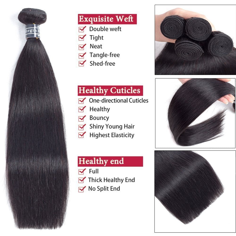 Hair Brazilian Straight Humanhair Bundles 20 Inch Brazilian Virgin Human Hair Bundles One Bundle Natural Black Color