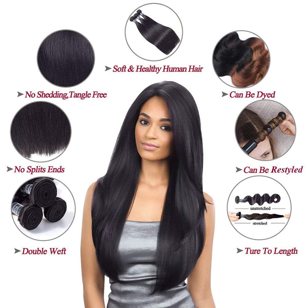 Hair Brazilian Straight Humanhair Bundles 20 Inch Brazilian Virgin Human Hair Bundles One Bundle Natural Black Color