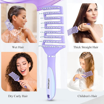 Hair Brush, Curved Vented Detangling Hair Brushes for Women Men Wet or Dry Hair,Faster Blow Drying Styling Professional Paddle Vent Detangler Brush for Curly Thick Wavy Thin Fine Long Short Hair