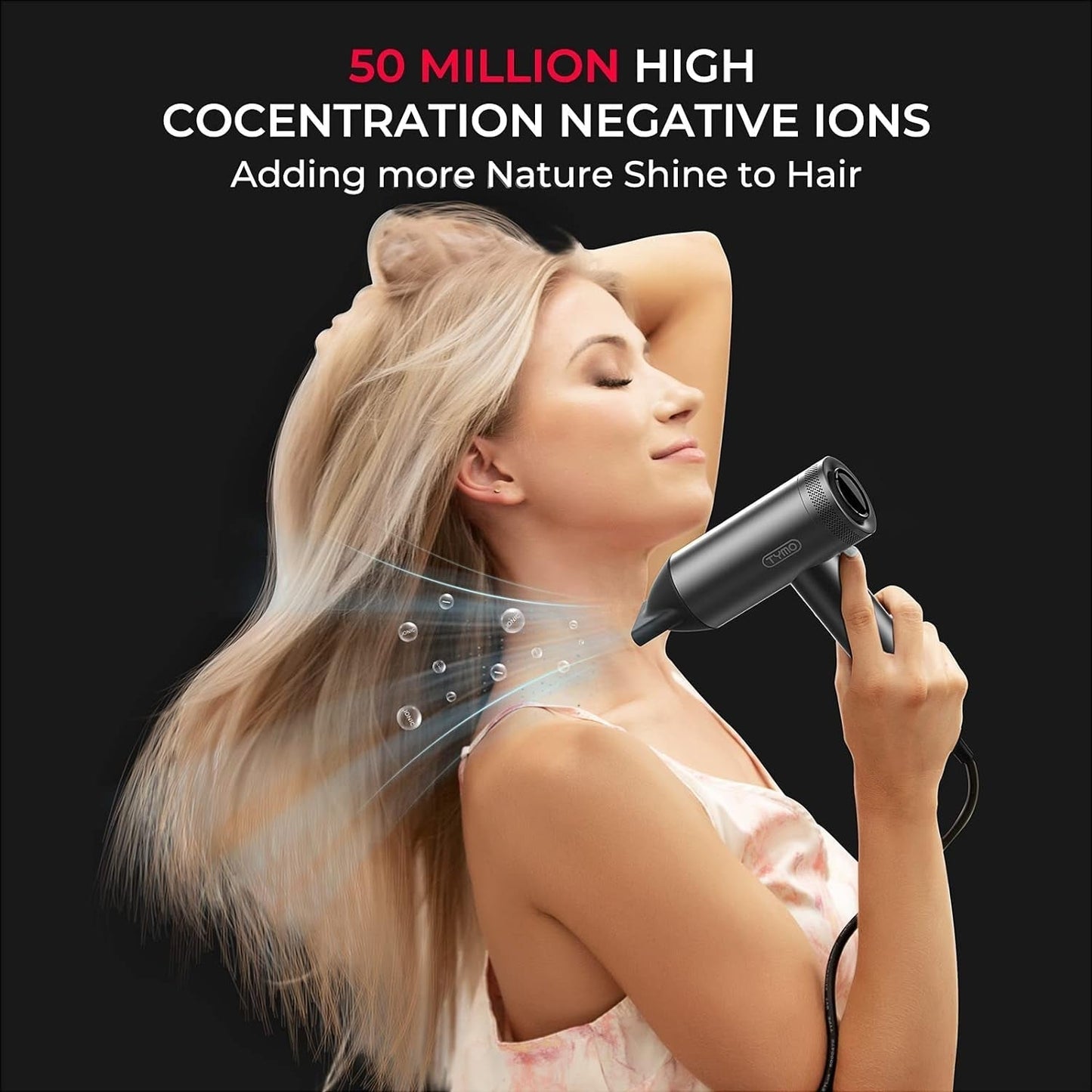Hair Dryer, 1500W Professional High Speed Blow Dryer with Diffuser, 110,000RPM for Fast Drying, 4 Temps & 3 Speeds, HD Display