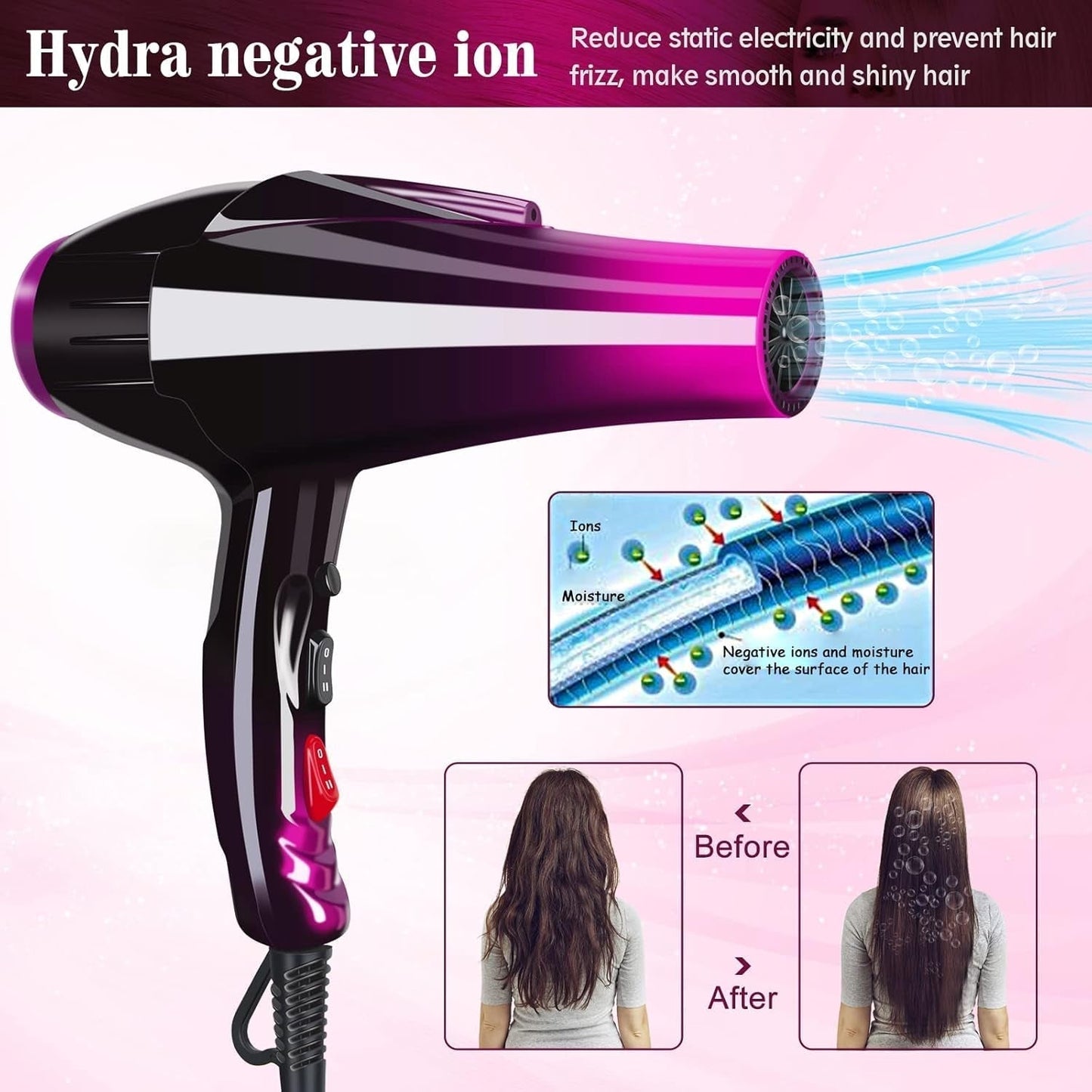 Hair Dryer 3500W Professional Blow Dryer Built-In Powerful AC Motor Diffuser Fast Drying Heat Hairdryer Powerful Home Salon Hair Dryers