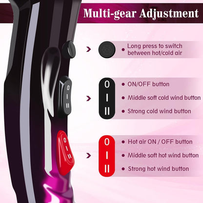 Hair Dryer 3500W Professional Blow Dryer Built - In Powerful AC Motor Diffuser Fast Drying Heat Hairdryer Powerful Home Salon Hair Dryers - WORLD TIME VISITS