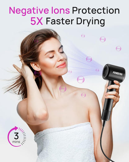 Hair Dryer, High - Speed Ionic Low Noise Blow Dryer with Brushless Motor for Fast Drying, Thermo - Control Quiet Compact Hair Blow Dryer with Magnetic Diffuser for Curly Hair for Home Travel Salon - WORLD TIME VISITS
