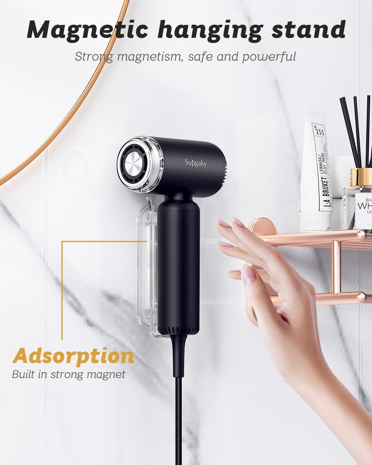 Hair Dryer - Mini Hairdryer, Ionic High-Speed Motor for Fast Drying, Portable Lightweight Blow Dryer, Quiet Professional Blowdryer with Magnetic Curly Diffuser & Concentrator for Home Travel