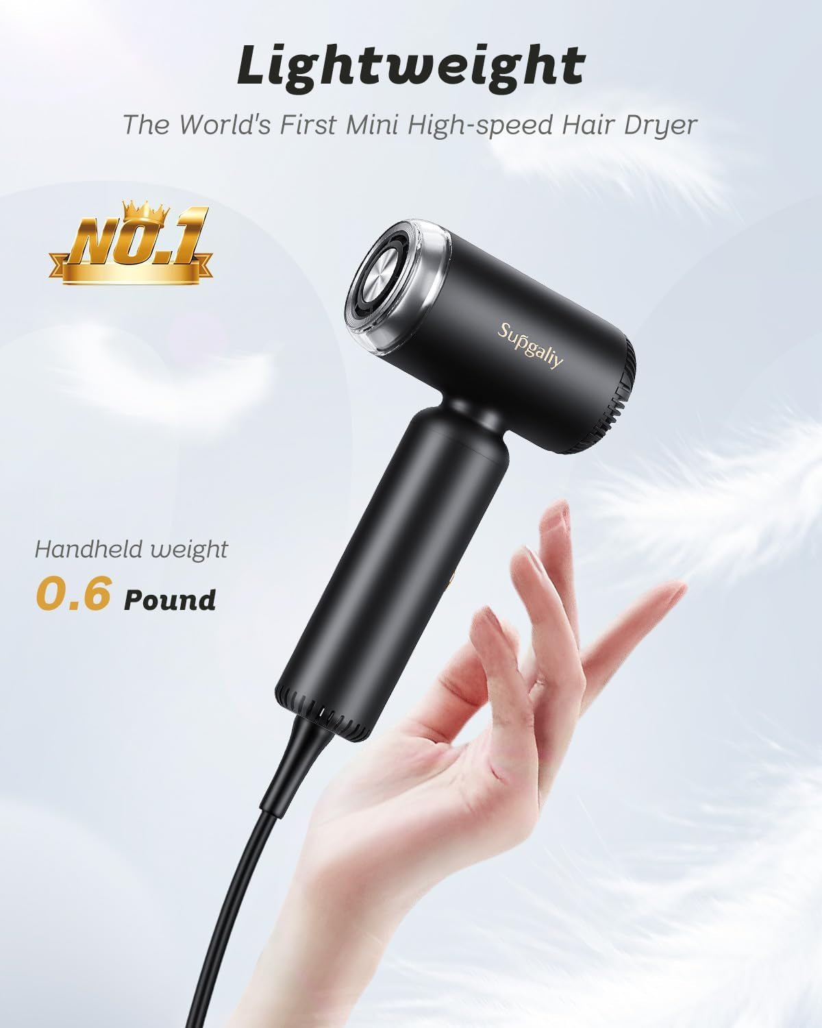 Hair Dryer - Mini Hairdryer, Ionic High - Speed Motor for Fast Drying, Portable Lightweight Blow Dryer, Quiet Professional Blowdryer with Magnetic Curly Diffuser & Concentrator for Home Travel - WORLD TIME VISITS