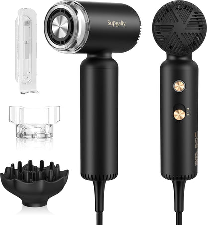 Hair Dryer - Mini Hairdryer, Ionic High - Speed Motor for Fast Drying, Portable Lightweight Blow Dryer, Quiet Professional Blowdryer with Magnetic Curly Diffuser & Concentrator for Home Travel - WORLD TIME VISITS