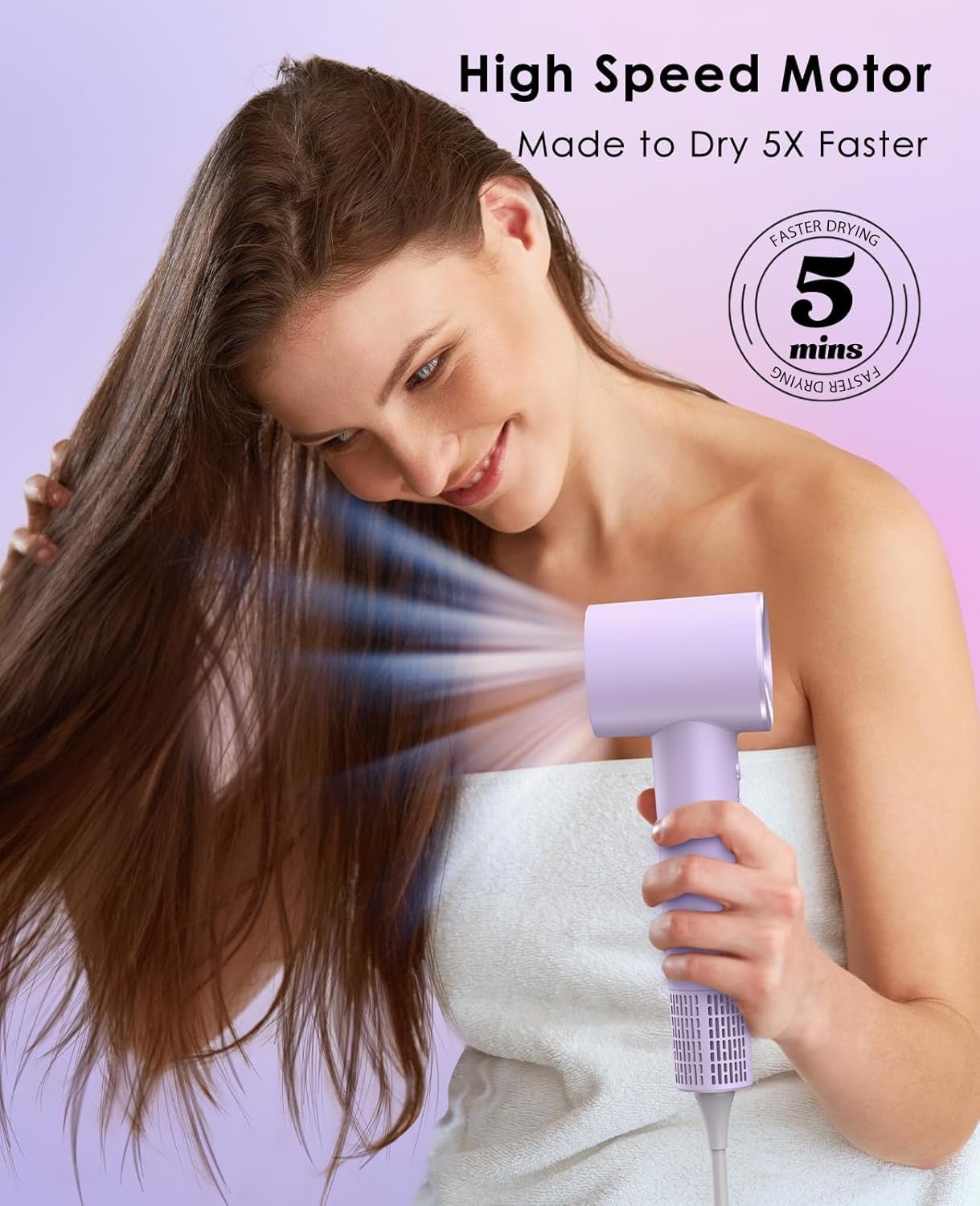 Hair Dryer, Negative Ionic Hair Dryer, High - Speed Blow Dryer with 110, 000 RPM Brushless Motor, Fast Drying Lightweight Travel Hairdryer, Low Noise Home Hair Dryer with Smooth Nozzle - WORLD TIME VISITS
