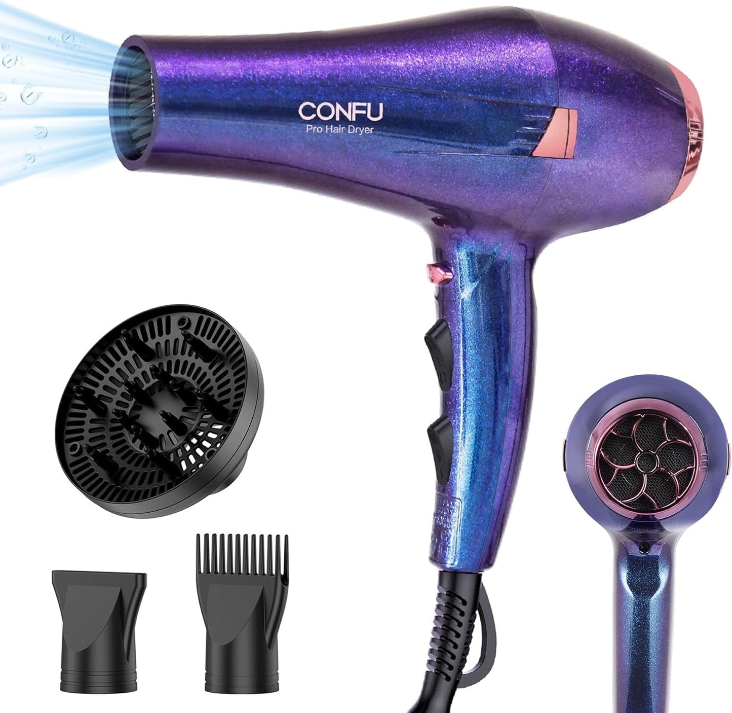 Hair Dryer, Professional Ionic Salon Blow Dryer with Diffuser for Women and Men, 5X Fast Drying, Powerful and Quiet Hair Blow Dryer for Fast & Easy Styling (1875 Watts) - WORLD TIME VISITS