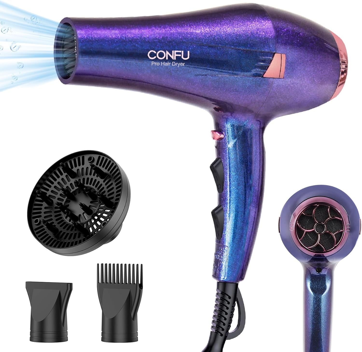 Hair Dryer, Professional Ionic Salon Blow Dryer with Diffuser for Women and Men, 5X Fast Drying, Powerful and Quiet Hair Blow Dryer for Fast & Easy Styling (1875 Watts) - WORLD TIME VISITS