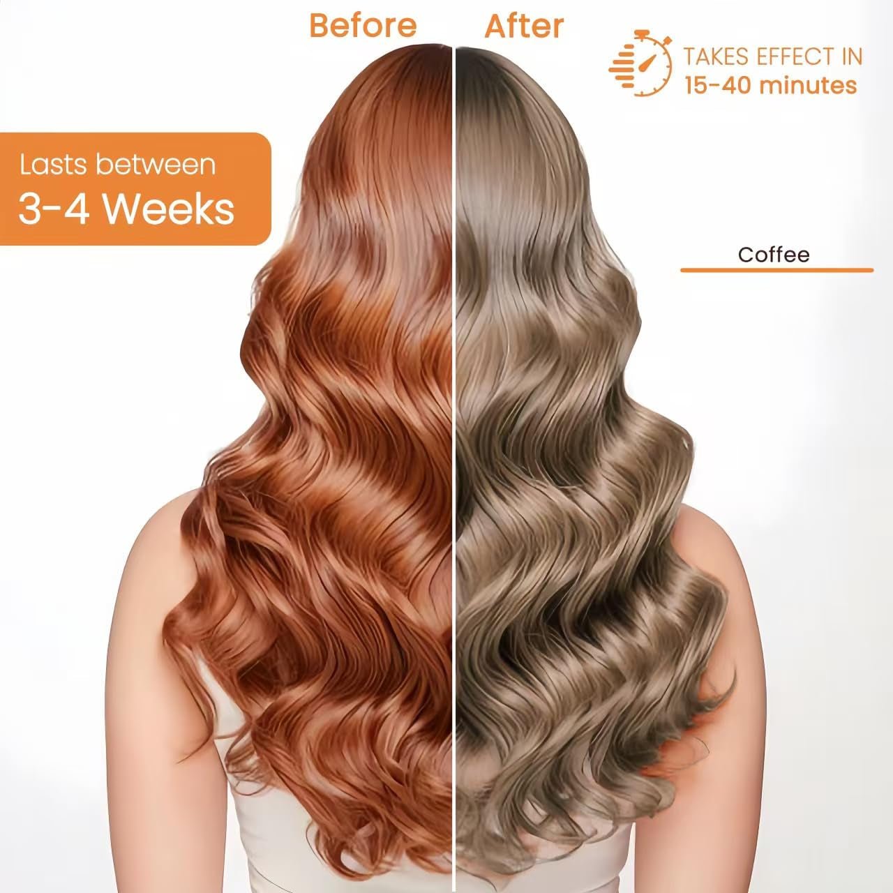 Hair Dye Shampoo 3 - In - 1 Champu Para Canas Mujer, Instant Coffee Herbal Hair Color Treated Shampoo, Natural Brown Long Lasting Easy to Use, for Women Men, 500Ml - WORLD TIME VISITS