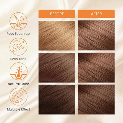 Hair Dye Shampoo 3-In-1 Champu Para Canas Mujer, Instant Coffee Herbal Hair Color Treated Shampoo, Natural Brown Long Lasting Easy to Use, for Women Men, 500Ml