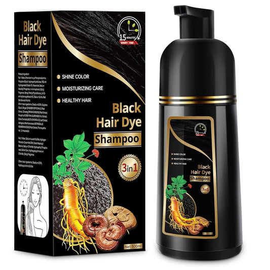 Hair Dye Shampoo for Gray Hair, 3 in 1 Herbal Dye for Women Men, Hair Color Shampoo 500Ml (Black) - WORLD TIME VISITS