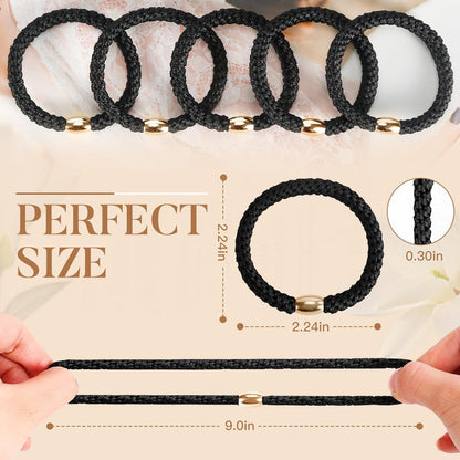 Hair Ties No Damage - 10PCS Ponytail Holders - Elastic Hair Ties for Thick Hair - Braided Hair Bands for Women Girls'S Hair - Black
