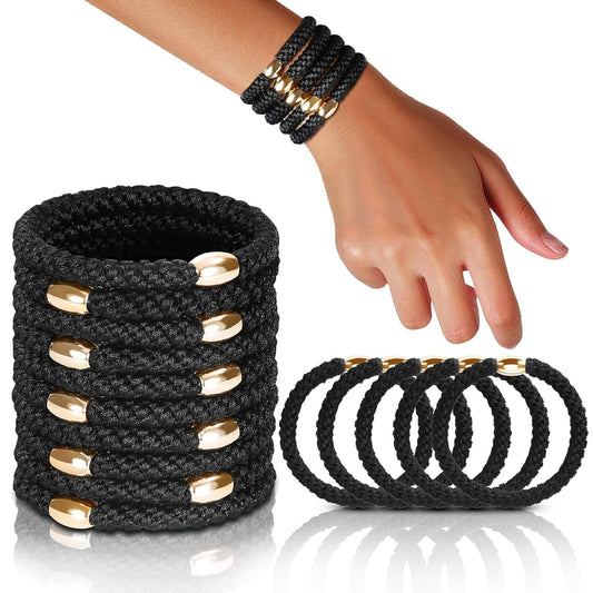 Hair Ties No Damage - 10PCS Ponytail Holders - Elastic Hair Ties for Thick Hair - Braided Hair Bands for Women Girls'S Hair - Black - WORLD TIME VISITS