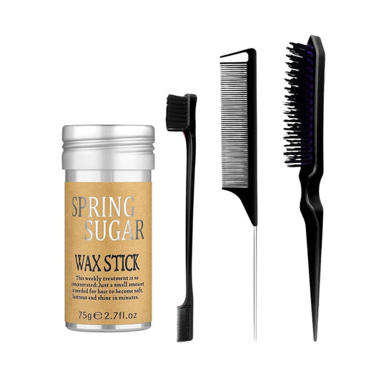 Hair Wax Stick Set, Slick Stick for Hair Control, Hair Styling Comb for Flyaways Frizz Hair Wigs, Non - Greasy Smooth Hair Styling Products for Women & Men - WORLD TIME VISITS