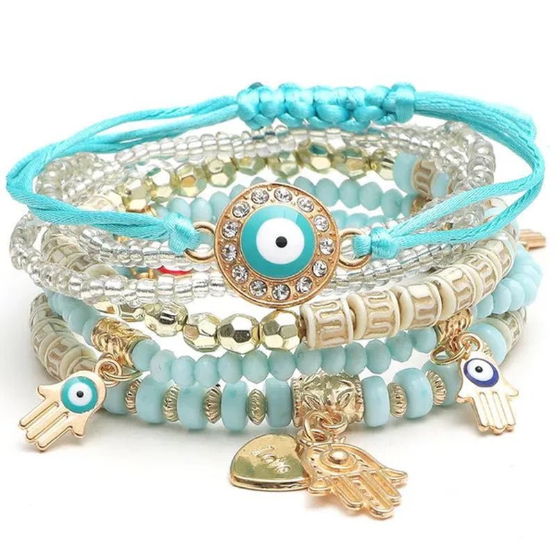Hand Decoration European and American Handmade Beading Fashion Eyes Rice Bead Temperament Multi-layer Bracelet