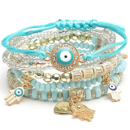 Hand Decoration European and American Handmade Beading Fashion Eyes Rice Bead Temperament Multi-layer Bracelet