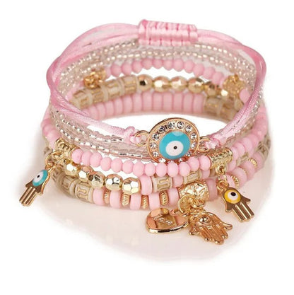 Hand Decoration European and American Handmade Beading Fashion Eyes Rice Bead Temperament Multi-layer Bracelet