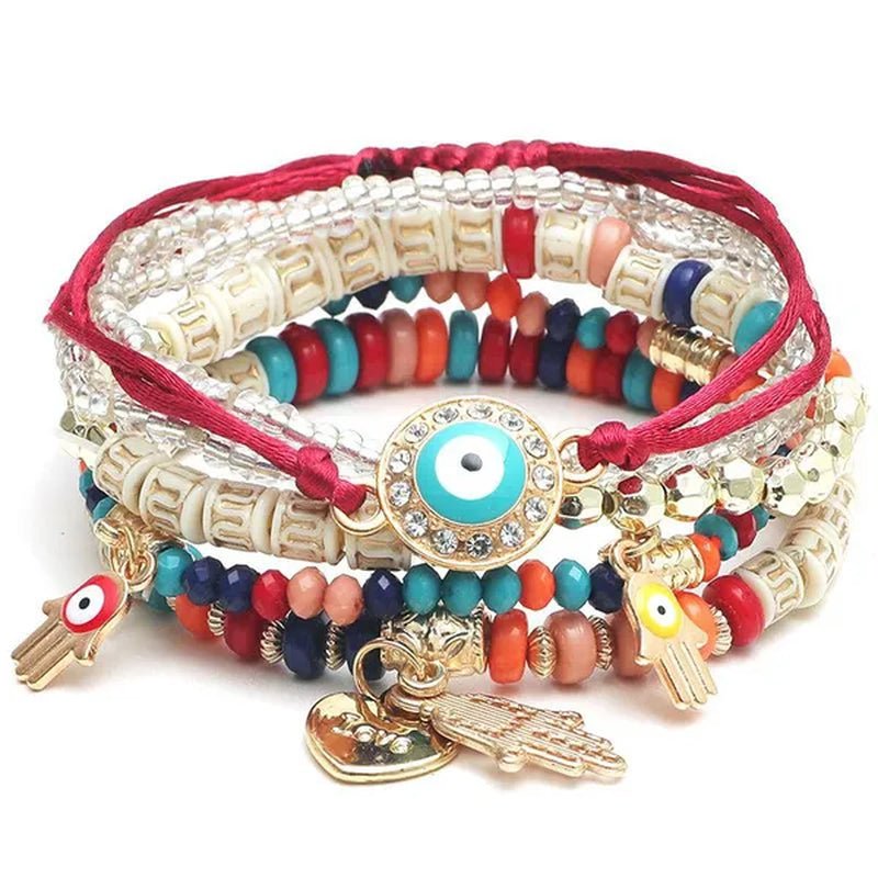 Hand Decoration European and American Handmade Beading Fashion Eyes Rice Bead Temperament Multi-layer Bracelet