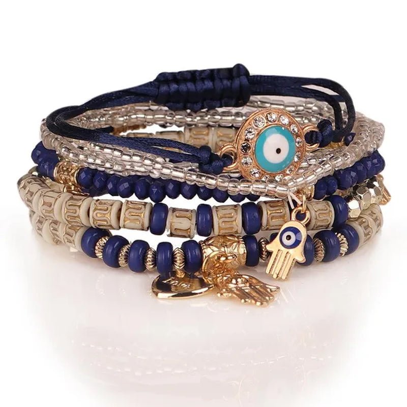 Hand Decoration European and American Handmade Beading Fashion Eyes Rice Bead Temperament Multi - layer Bracelet - WORLD TIME VISITS