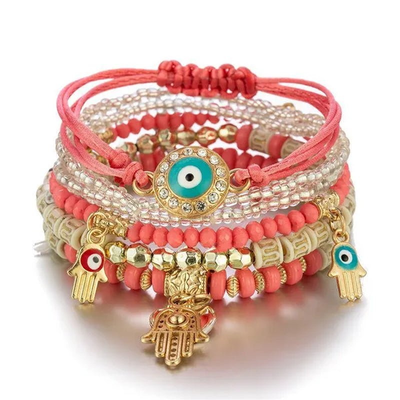 Hand Decoration European and American Handmade Beading Fashion Eyes Rice Bead Temperament Multi - layer Bracelet - WORLD TIME VISITS