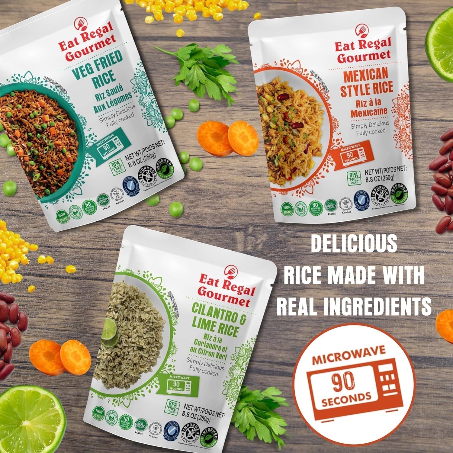 Heat & Eat Rice, Microwave Ready Rice in 90 Seconds, 3 Flavor Variety Pack, (6 Pack) - WORLD TIME VISITS