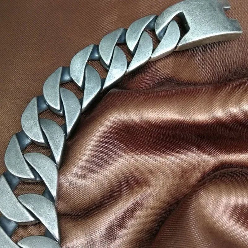 Heavy 24Mm Width 18 20 22 24 26Cm Length Retro Tone Hip Hop Cuban Bracelet B278 - 24Mm - WORLD TIME VISITS
